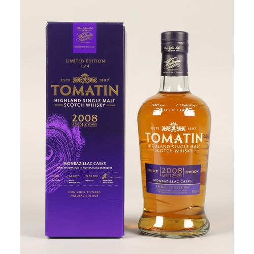 242 - Set of four Tomatin 2008 limited edition 12 years old non chill filtered highland single malt cask s... 