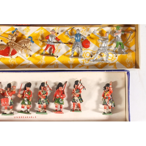 1044 - Cherilea Toys 1419 plastic Highlanders, Herald Model Soldiers H7104 Highlanders, Crescent Toys Knigh... 