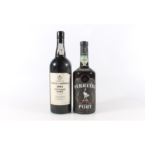 1097 - FERREIRA 20 year old port, no abv or vol stated, and a bottle of GOULD CAMPBELL 1994 vintage port, b... 