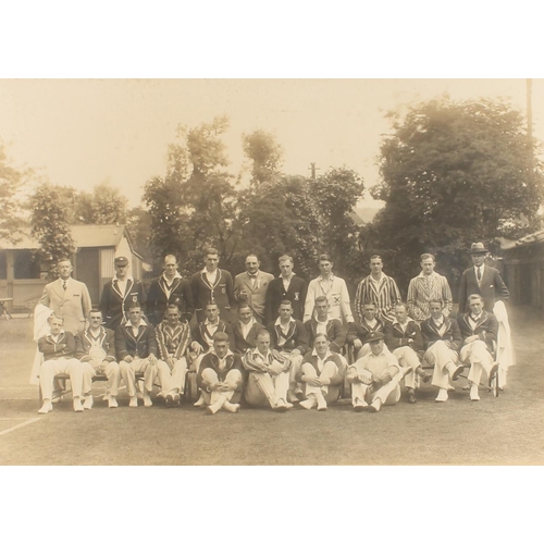 1373 - Framed cricketing grouped photograph of Scotland vs Australia at Raeburn Place, Edinburgh July 1930,... 