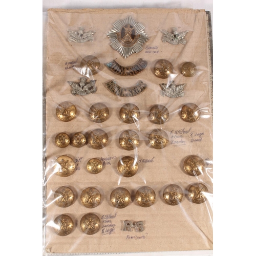 1431 - Ring binder folder containing Royal Scots insignia to include cap badges, buttons, collar badges, sh... 