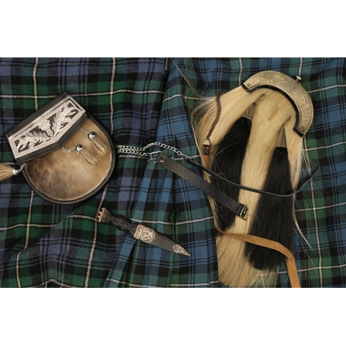 1454 - Scottish Highland dress to include a silver mounted skean dhu (sgian dubh), a white metal mounted ho... 