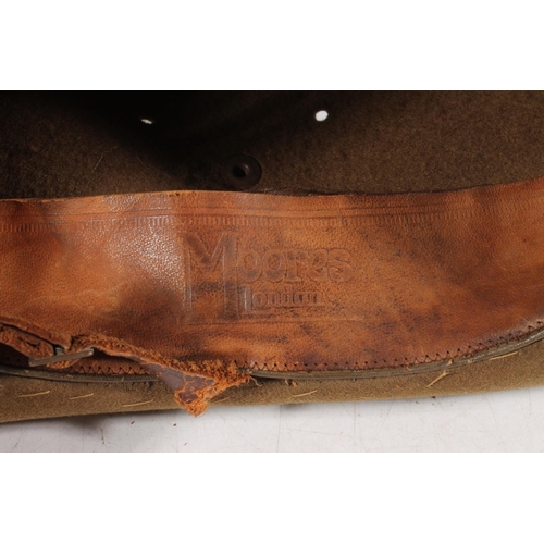 1464 - WWII era slouch hat by Moores of London, size 6 7/8, the leather sweat band stamped with War Departm... 