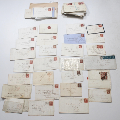 1203 - Collection of near 40 GREAT BRITAIN GB penny reds on covers including a block of four on cover imper... 