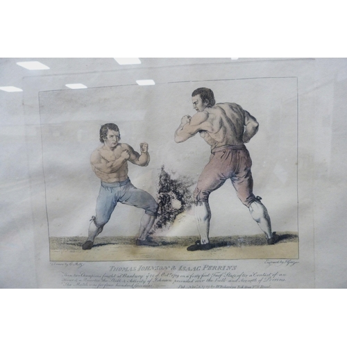 24 - T Grozer After Conrad Metz'Champion Boxers Thomas Johnson and Isaac Perrins'Hand-coloured engraving,... 