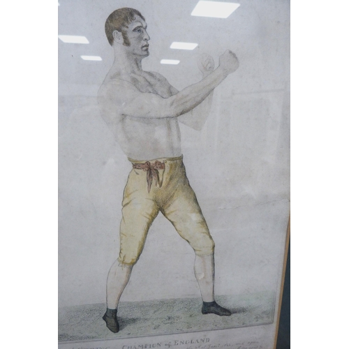 26 - Early 19th Century English School'Tho Spring, Champion of England' (boxer)Colour engraving, 34cm x 2... 