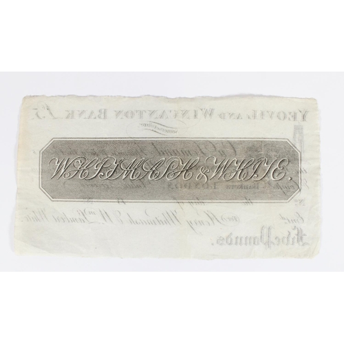 1231 - Yeovil and Wincanton Bank English provincial five pound £5 banknote, Henry Whitmash & Wm Lambert... 