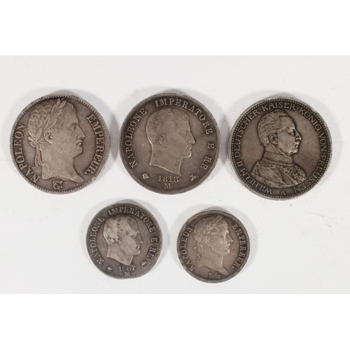 1244 - FRANCE Napoleon I silver five francs 1813 A (Paris Mint) and 2 francs 1809 A (Paris Mint), GERMAN ST... 