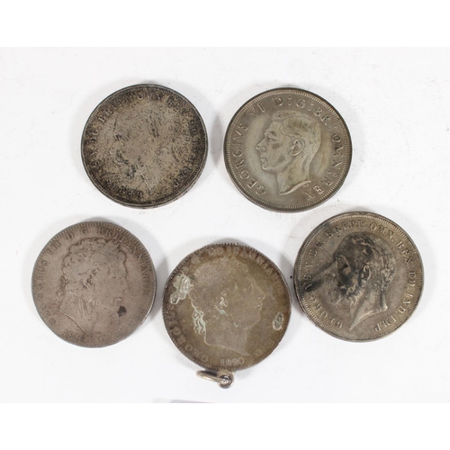 1256 - UNITED KINGDOM King George III (1760-1820) silver crown 1819 and 1820 debrooched and with pendant mo... 