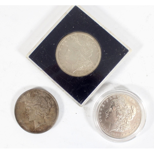 1257 - UNITED STATES OF AMERICA USA Morgan dollars 1885 O and 1891 S, also a Peace dollar 1923