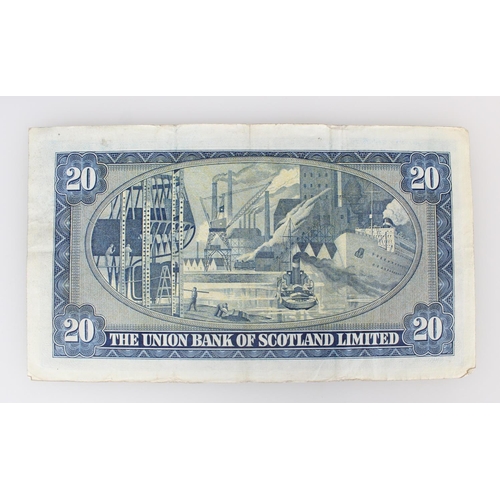 1284 - THE UNION BANK OF SCOTLAND LIMITED, twenty pound £20 banknote, 6th May 1952, Morrison, A132/03... 