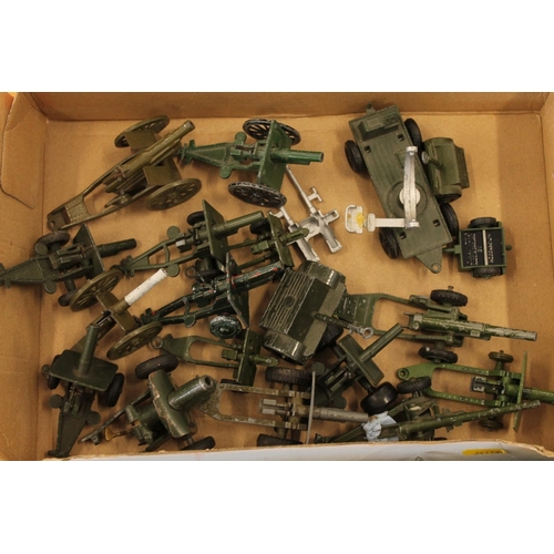 1062 - Large collection of diecast field guns and cannon including Dinky, Britains etc.