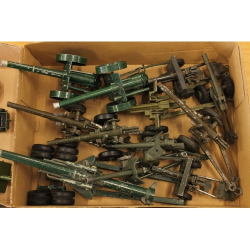 1062 - Large collection of diecast field guns and cannon including Dinky, Britains etc.