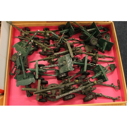 1062 - Large collection of diecast field guns and cannon including Dinky, Britains etc.