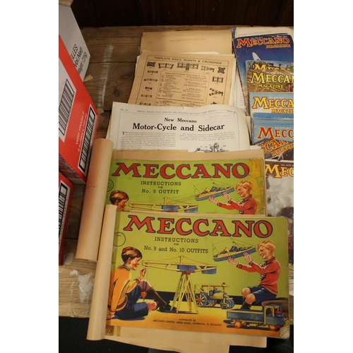 1078 - Meccano, a japanned black metal box with Meccano plaque to the lid having five wooden liftout trays ... 