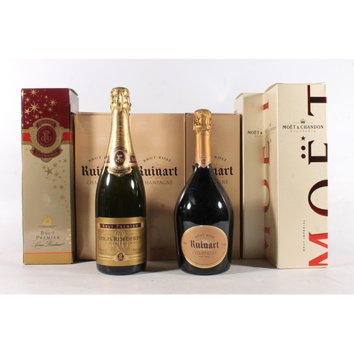 1108 - Two bottles of LOUIS ROEDERER Brut Premier Champagne 12% abv. 75cl one boxed, four bottles of RUINAR... 