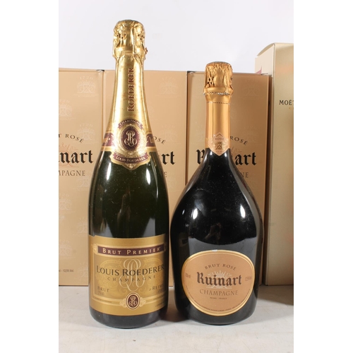 1108 - Two bottles of LOUIS ROEDERER Brut Premier Champagne 12% abv. 75cl one boxed, four bottles of RUINAR... 