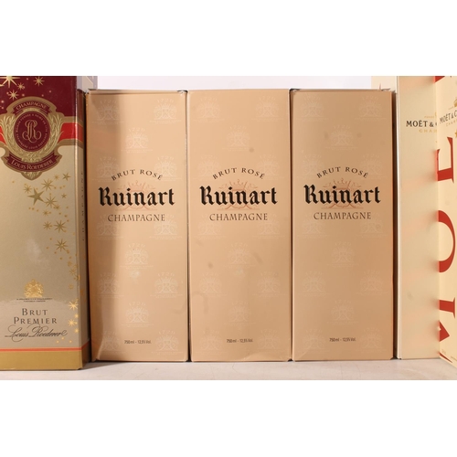 1108 - Two bottles of LOUIS ROEDERER Brut Premier Champagne 12% abv. 75cl one boxed, four bottles of RUINAR... 