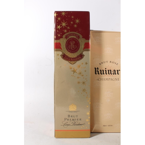 1108 - Two bottles of LOUIS ROEDERER Brut Premier Champagne 12% abv. 75cl one boxed, four bottles of RUINAR... 