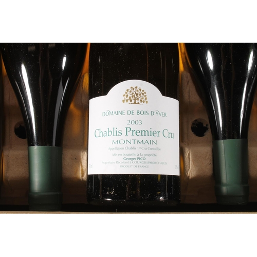 1110 - Full case of Georges Pico DOMAINE DE BOIS D'YVER 2003 Chablis Premier Cru Montmain, 13% abv. 12x75cl... 