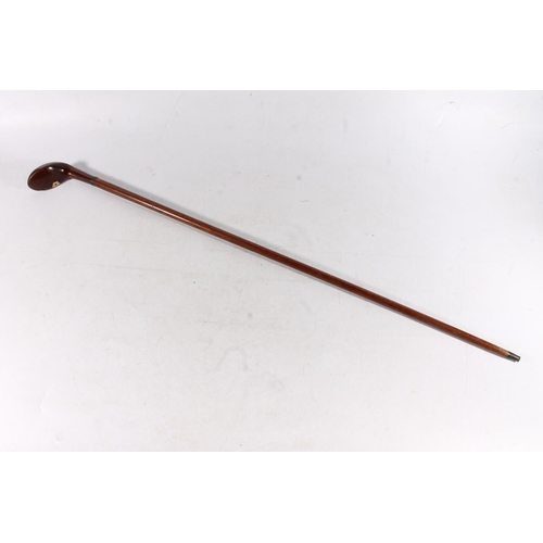 1159 - Golfing interest, an antique Scottish Sunday stick walking cane golf club, 92cm long.