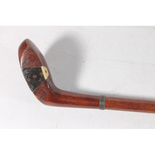 1159 - Golfing interest, an antique Scottish Sunday stick walking cane golf club, 92cm long.