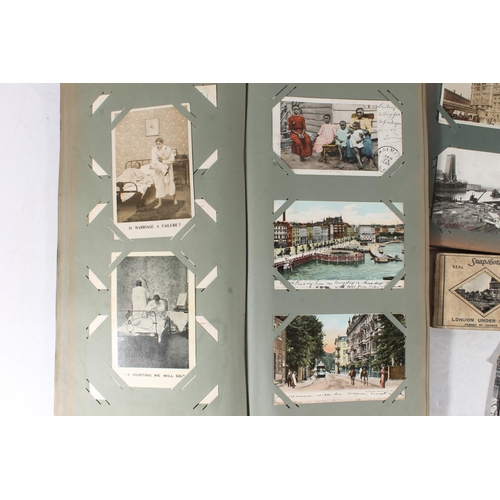 1182 - Art Nouveau period postcard album containing approximately 150 postcards to include Crianlarich, Loc... 