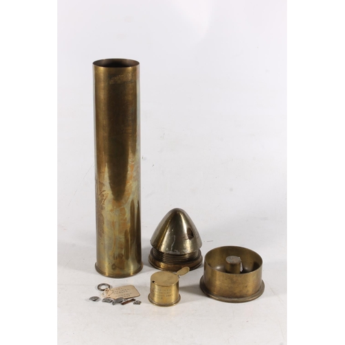 1473 - Trench art ashtray made from a 1960 A/S mk10 Mortar shell, 10cm diameter, a nose cone fuse, a WWI er... 