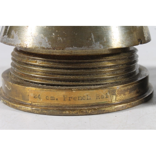 1473 - Trench art ashtray made from a 1960 A/S mk10 Mortar shell, 10cm diameter, a nose cone fuse, a WWI er... 