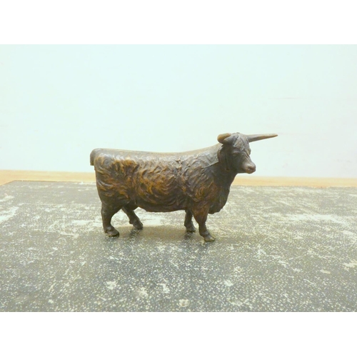 177 - Small antique bronze longhorn cow.H.8cm