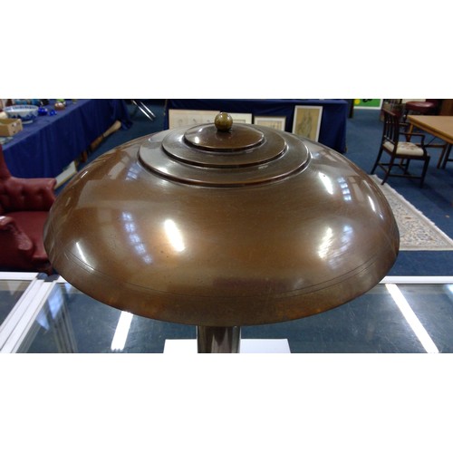 408 - Art Deco industrial style copper and metal table lamp, after Bert Dickerson c. 1930s, the stepped mu... 