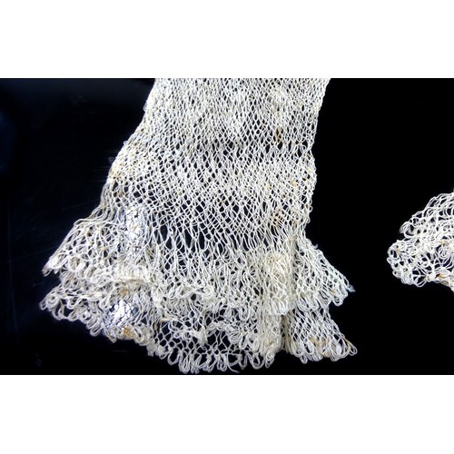 503 - Pair of 17th century lace mittens, with note dating them to the reign of Charles 1st, and another pa... 