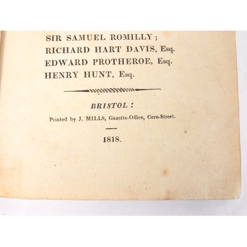 109 - MILLS J. (Prntr).  The Bristol Poll Book Being a List of the Freeholders & Freemen Who Voted at ... 