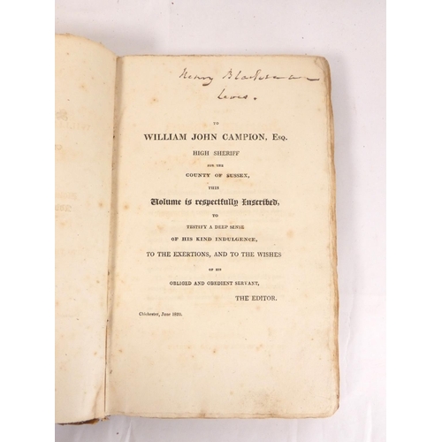 110 - MASON W. (Pubs).  An Account of the Sussex Election Held at Chichester, March 13, 1820 &am... 