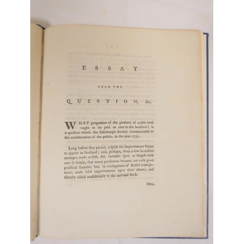 158 - WEDDERBURN ALEXANDER.  Essay Upon the Question What Proportion of the Produce of Arable La... 