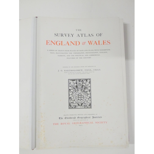 34 - BARTHOLEMEW J. G.  The Survey Atlas of England & Wales. Double page col. maps. Folio. ... 