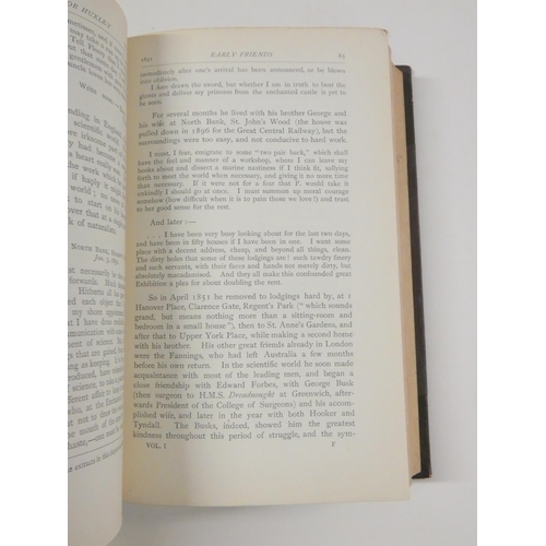 41 - HUXLEY THOMAS HENRY.  Life & Letters, by His Son Leonard Huxley. 2 vols. Frontis &... 