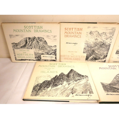 70 - WAINWRIGHT A.  Scottish Mountain Drawings. The set of 6 vols. Oblong 1st eds. in d.w's.... 