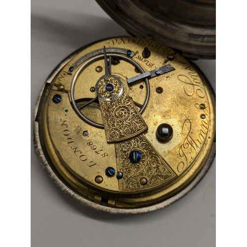 278 - Silver cased open face pocket watch by J Flynn & Sons of Earlsdon, London, another by James Rona... 