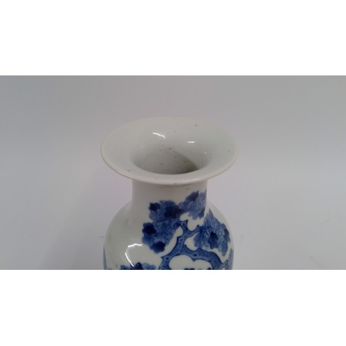 531 - Chinese blue and white porcelain baluster vase, late Qing period, the body decorated with family gar... 