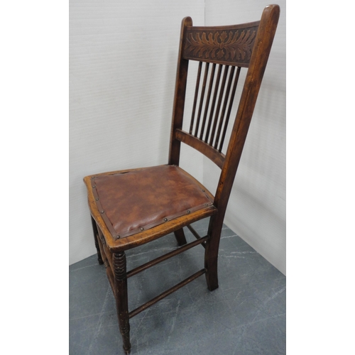 69 - Antique farmhouse single chair with spindle back, on turned supports adjoined with understretchers, ... 