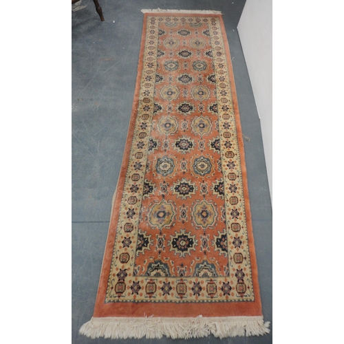 71 - Persian Kelim machine-made runner with all over geometric decoration, on a cream and rust ground, 23... 