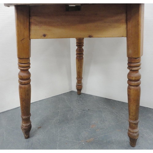 72 - Late 19th century pine cricket table, on tripod turned supports, 76cm high and 66cm wide.