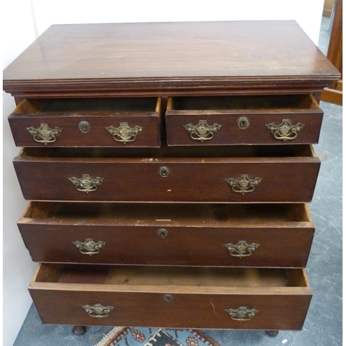 85 - George III mahogany chest on stand with two short drawers above three graduated long drawers, the ba... 