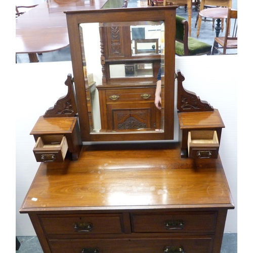 88 - Mahogany dressing chest of two short and two long drawers, swing mirror above, 149cm high, 92cm wide... 