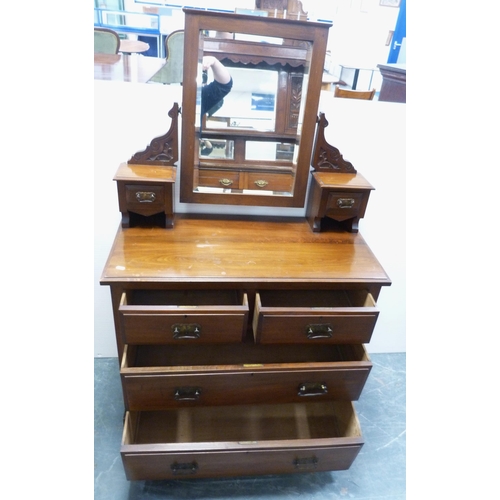 88 - Mahogany dressing chest of two short and two long drawers, swing mirror above, 149cm high, 92cm wide... 