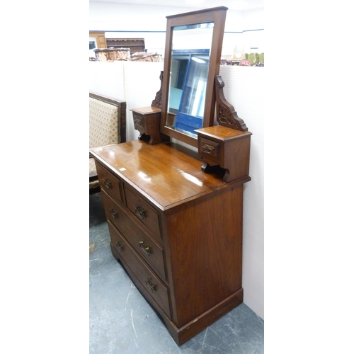 88 - Mahogany dressing chest of two short and two long drawers, swing mirror above, 149cm high, 92cm wide... 