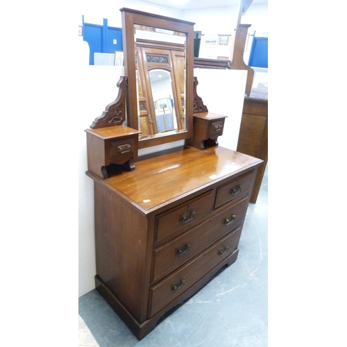 88 - Mahogany dressing chest of two short and two long drawers, swing mirror above, 149cm high, 92cm wide... 