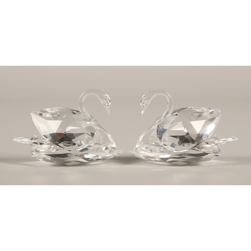 16 - Two Swarovski Crystal swans, both 5.5cm h