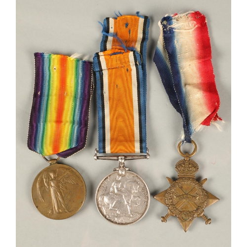 55 - Three British WWI medals awarded to 98432 GNR. C. SMITH. R. A. to include 1914-1915 star